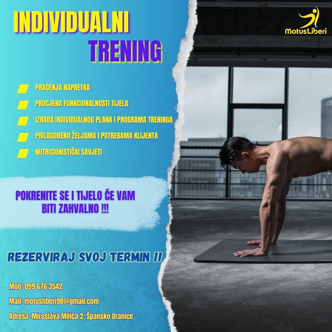 Individualni treninzi su najbolji i najbrži način da dođeš do svoga cilja jer su prilagođeni isključivo tvojim željama, potrebama i ciljevima !!!
