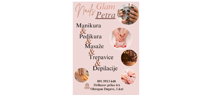 Dođite u Nails Beauty Petra i priuštite si savršene nokte, pedikuru, trepavice, masažu ili depilaciju, 💅✨ jer vi zaslužujete najbolje! ✨️ Priuštite sebi trenutke opuštanja i njege! Uz našu stručnu uslugu, doživite potpunu harmoniju tijela i uma. 🌿 📅 Naručite se već danas i priuštite si zasluženu relaksaciju 🌿