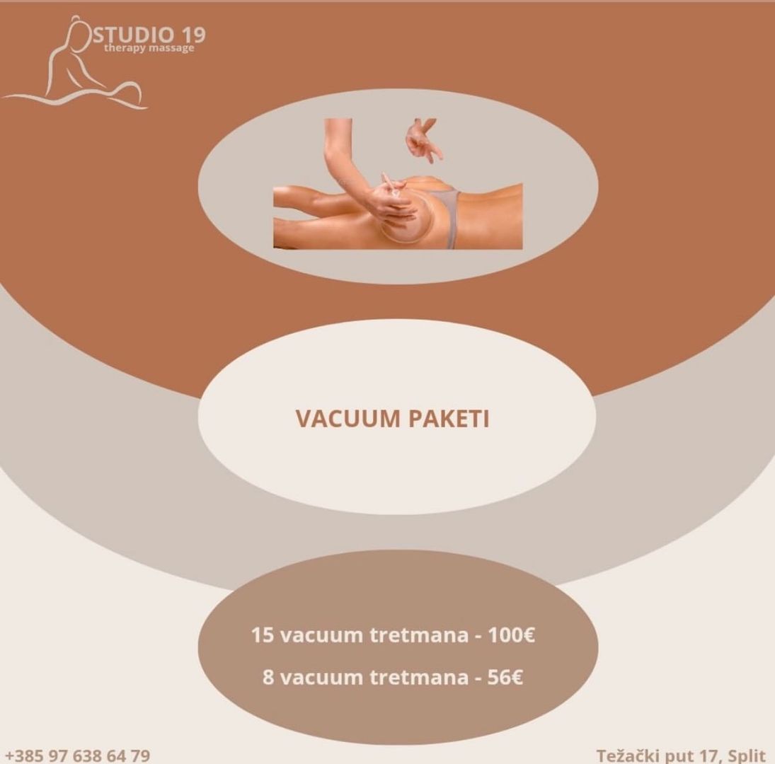 VACUUM PAKETI za podizanje i oblikovanje stražnjice!

U Studiju 19 nudimo učinkovit tretman vacuum terapije koji cilja upravo ono što želiš – čvrstu, podignutu i oblikovanu stražnjicu!

Vacuum tretmani potiču cirkulaciju, aktiviraju mišiće i potiču prirodno podizanje tkiva, bez boli i oporavka. Rezultati su vidljivi već nakon nekoliko dolazaka!